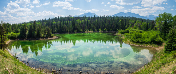 Panorama of the Second Lake, Valley of the Five Lakes, Jasper NP, Canada