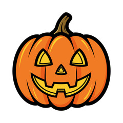 Isolated vector illustration classic halloween pumpkin jack o lantern with spooky carved face