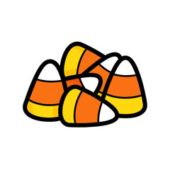Cartoon vector illustration of candy corn pile for halloween celebration isolated background