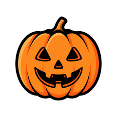 Cartoon vector illustration of traditional halloween jack-o-lantern pumpkin isolated on white background