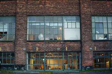 Brick Building with Large Industrial Windows