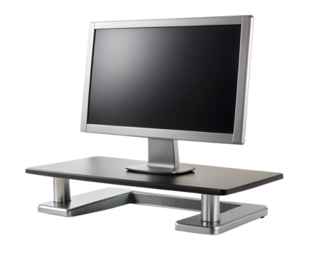 Computer monitor screen on a modern stand, isolated on transparent background