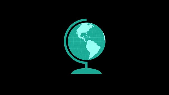 Minimalist 3d Standing rotated Globe Earth Map Animation