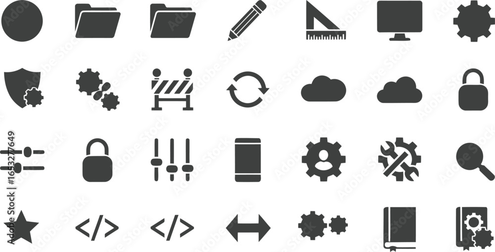 Poster set of vector icons for web business and communication design