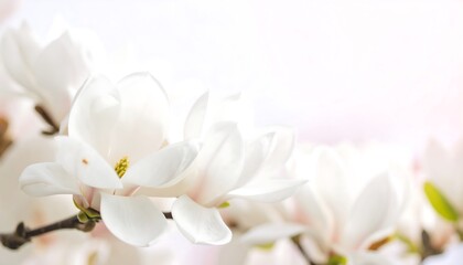 Soft-focus magnolia blossoms in spring
