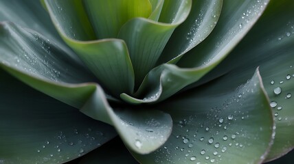 Obraz premium Macro View of Lush Green Succulent Leaves with Water Droplets plant close-up