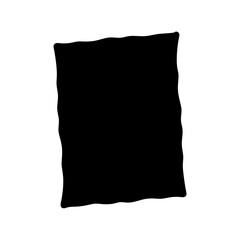 Abstract black irregular rectangle with wavy edges isolated on white background