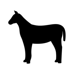 Silhouette of a Standing Horse on a White Background in Simple Style