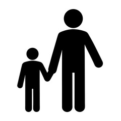 Icon depicting an adult and child holding hands, symbolizing family and care