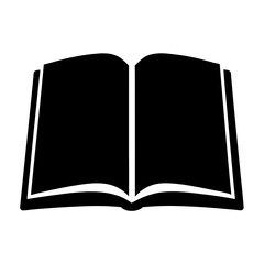 Black and white illustration of open book with blank pages for reading