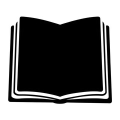 Black and White Silhouette of an Open Book with Blank Pages Ready to Write