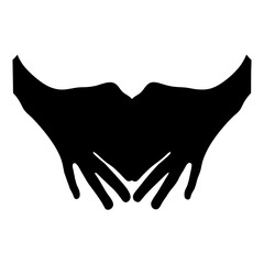Obraz premium Two Hands Silhouette Forming Shape, Showing Care, Protection, and Support Icon