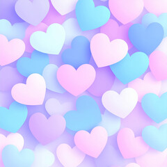 Vibrant Heart Confetti Over Gradient Background