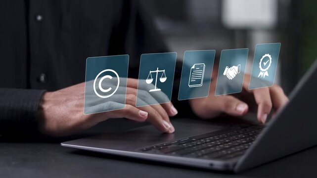 Copyright or patent concept. Author rights and patented intellectual property. copyleft trademark license.