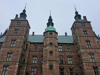 Towers of the Rosenborg Castle (Rosenborg Slot) in Copenhagen, Denmark