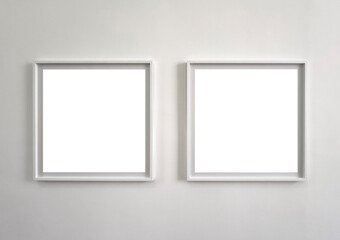 Frame pair. Stylish minimalist border design with double picture art mock up, empty mounted poster