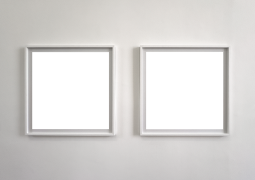 Frame pair. Stylish minimalist border design with double picture art mock up, empty mounted poster