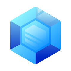 Stunning Blue Gemstone Hexagonal Crystal Icon