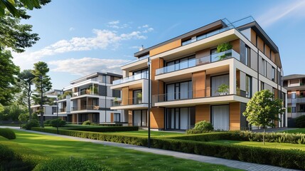  illustration of a modern residential building complex 