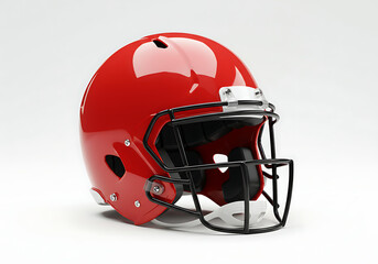 Fototapeta premium Red football helmet with black facemask sports equipment