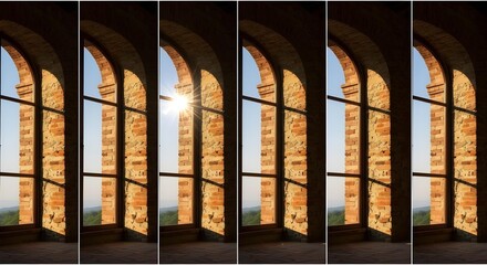 Naklejka premium Time lapse of sunlight moving across a wall through a window to indicate time