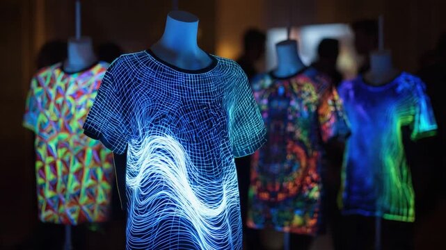 Rotating shirt display with vibrant pattern