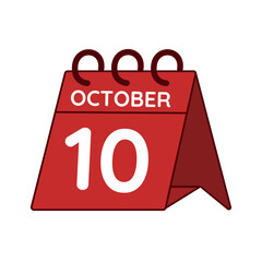 october 10 desk calendar vector on white background
Vector red calendar flat icon