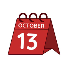 october 13 desk calendar vector on white background
Vector red calendar flat icon