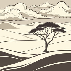 silhouette of a tree on a hill