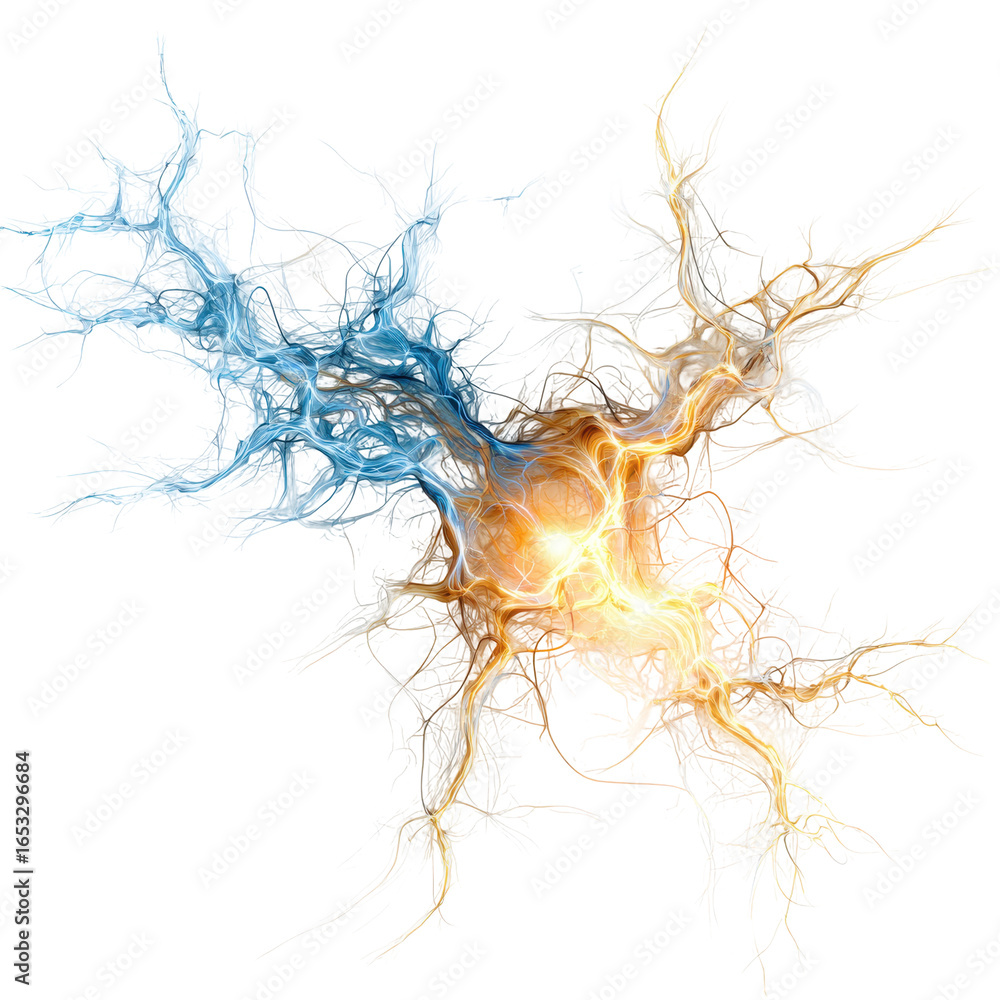 Poster intricate network of colorful neural pathways displayed against a white background showcasing the co