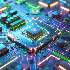 Fototapeta premium Glowing circuit board technology electronic computer