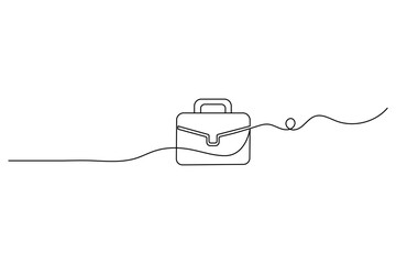 Obraz premium Briefcase continuous one line drawing of business concept outline vector illustration