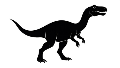 Black silhouette of a bipedal dinosaur, profile view, against a white background