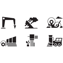 Vector icons set of construction signs and illustrations for web design