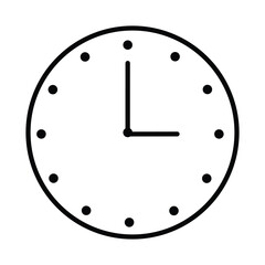 Vector clock icon illustration of a round wall clock showing time with hour minute and second hands