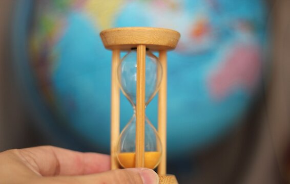 Hourglass and the globe time travel distance symbols