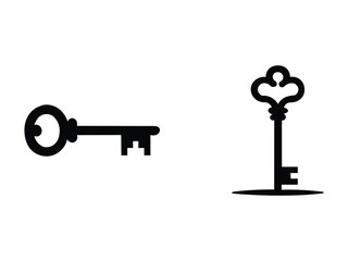antique key black icon on white background