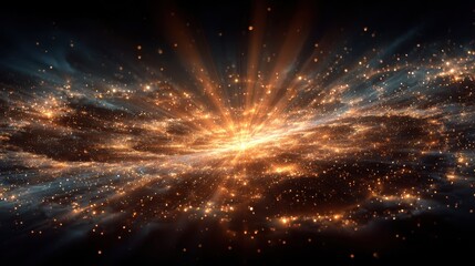 Exploding supernova in dark space displaying cosmic rays and dust from a powerful dying star