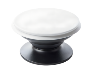 White and black phone grip holder and stand accessory, isolated on transparent background