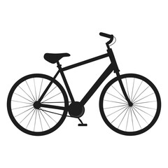Black bicycle silhouette with spoked wheels and saddle bike transportation