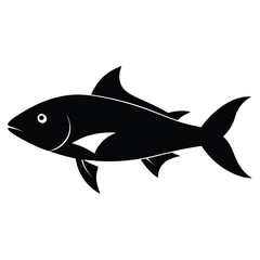 Black fish with white eye swimming silhouette aquatic