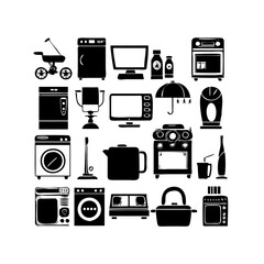 Vector art of collection of household appliances and objects icon