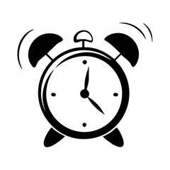 Vector art of alarm clock with ringing bells icon