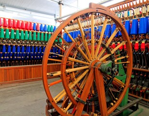 Vintage textile machinery in a factory