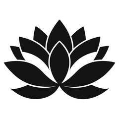 Black lotus flower symmetrical petals abstract design white