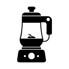 Vector art of black icon of a blender with a handle and a control button icon