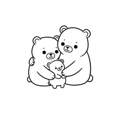 A heartwarming illustration of three adorable bears hugging each other