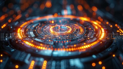 Glowing futuristic technology interface with orange lights