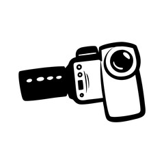 Vector art of handheld camcorder with lens and viewfinder icon