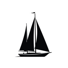 Sailboat silhouette sailing on calm waters with billowing sails